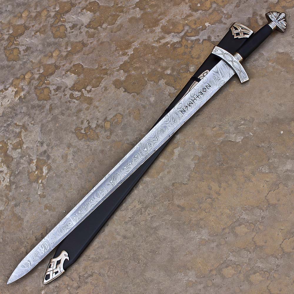Hand Forged Damascus Steel Northmen Viking Sword With Scabbard Sharp/Battle Ready Medieval Sword