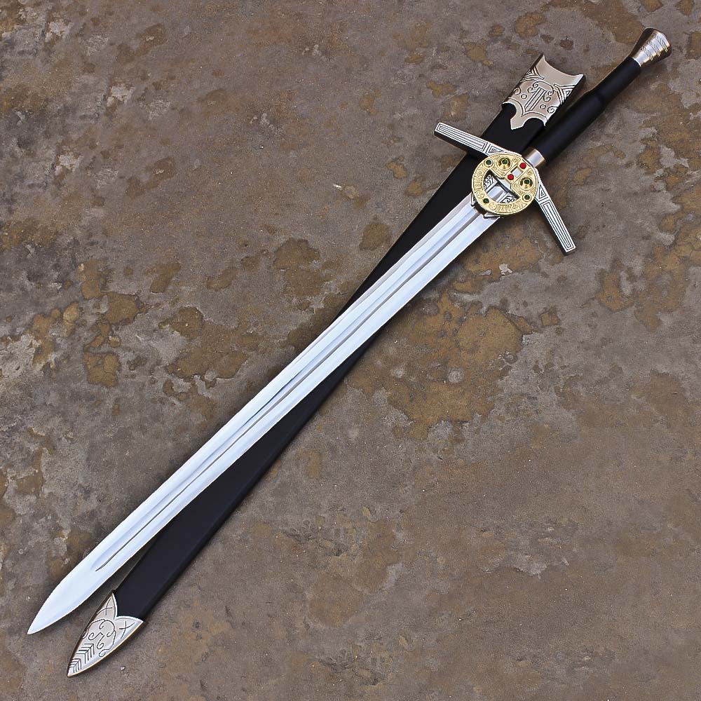 Netflix Witcher Steel Geralt Silver Sword Monster Slayer Replica With Engraving