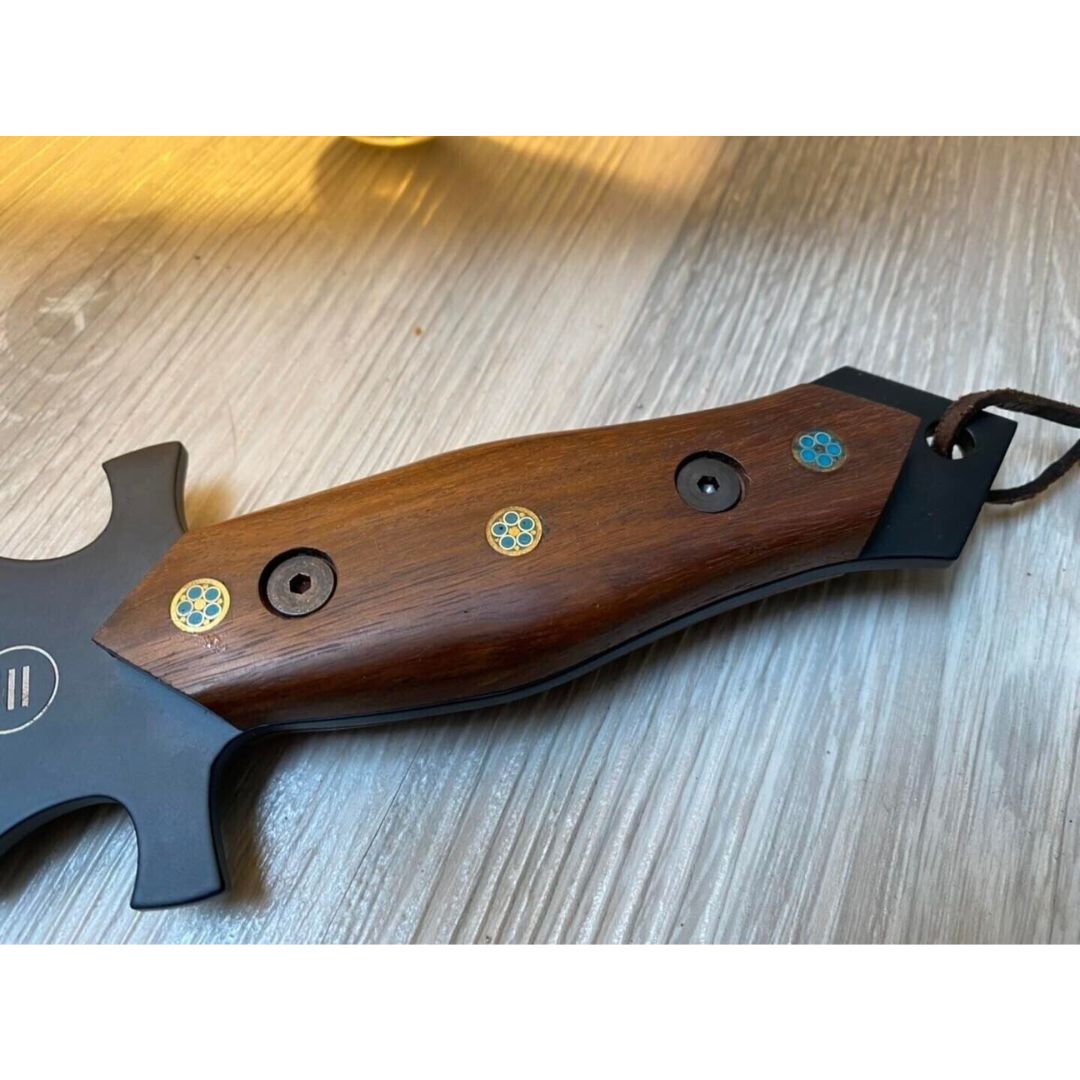 Black Powder Coated Dagger Knife Custom Handmade Rose wood Handle Full Tang EDC (1).jpg