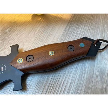 Black Powder Coated Dagger Knife Custom Handmade Rose wood Handle Full Tang EDC (1).jpg