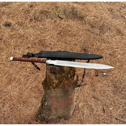 Double Edged Full Tang Custom Handmade Sword Carbon Steel Survival Viking Sword (6).jpg