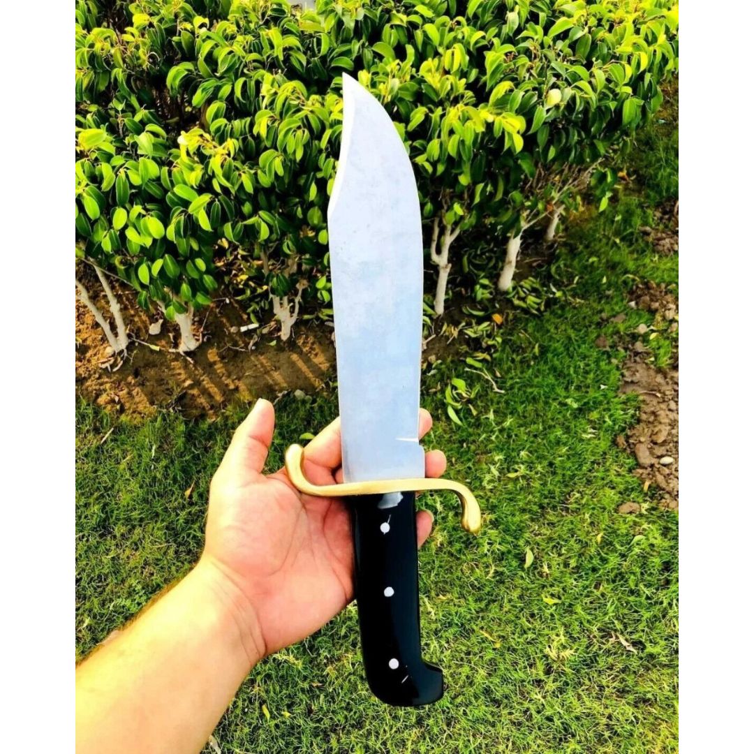 Custom Handmade Buffalo Horn Handle Bowie Knife Full Tang Hunting Free Engraving (3).jpg