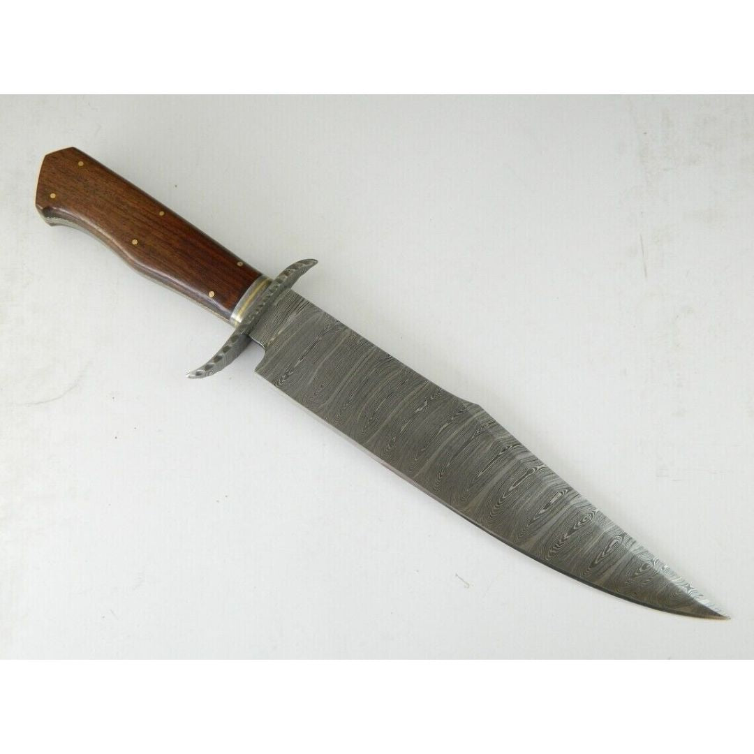Damascus Steel Hunting Bowie Knife Handmade Full Tang Survival WFree Engraving (2).jpg