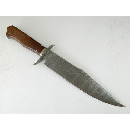 Damascus Steel Hunting Bowie Knife Handmade Full Tang Survival WFree Engraving (2).jpg