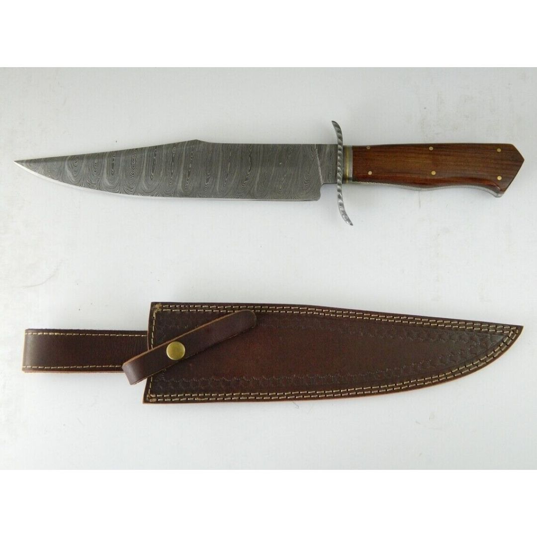 Damascus Steel Hunting Bowie Knife Handmade Full Tang Survival WFree Engraving
