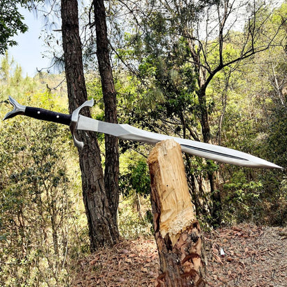 Fish Style Viking Sword Custom Handmade Full Tang Sword Mirror Polished Carbon