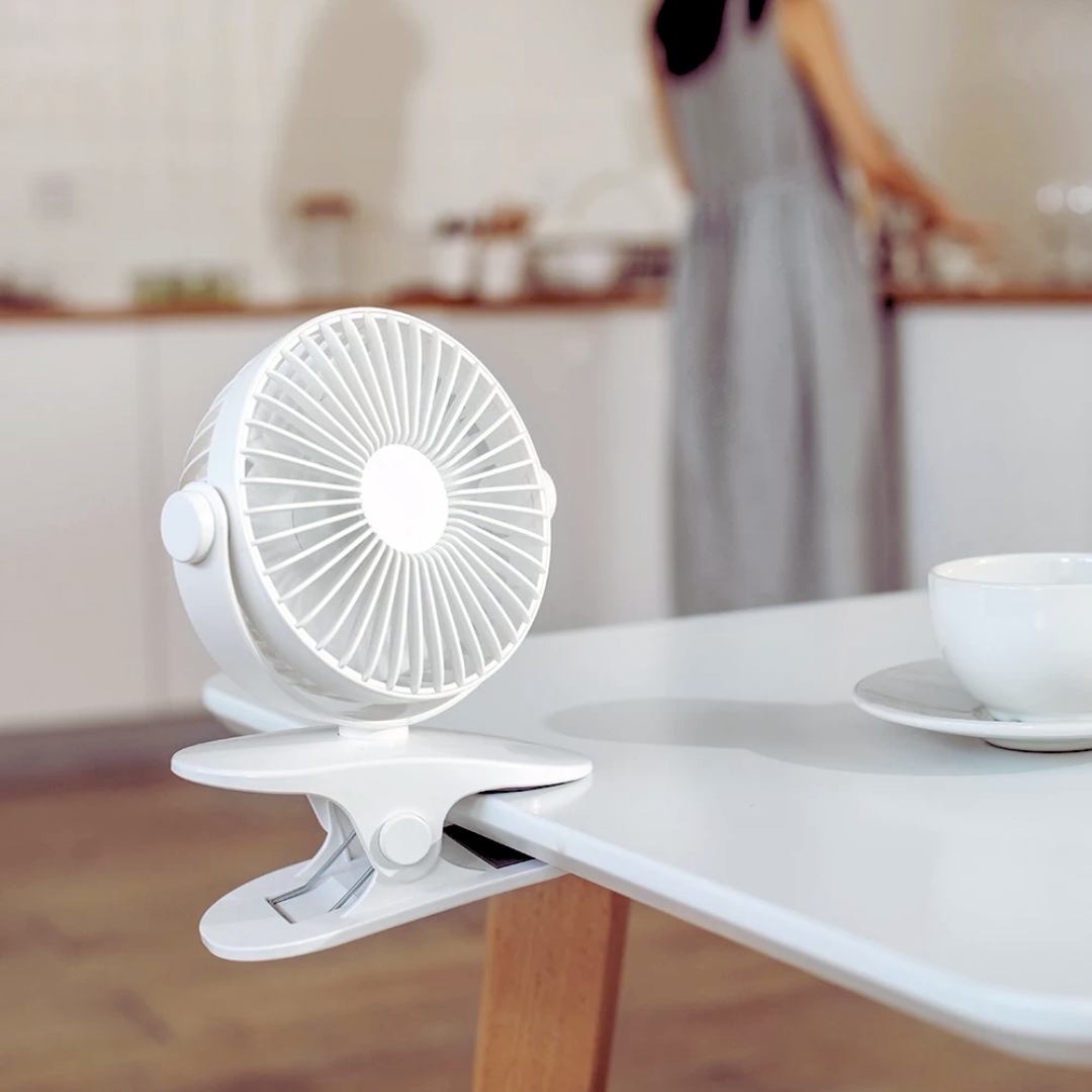 USB Rechargeable 360° Rotation Clip-On Table Fan