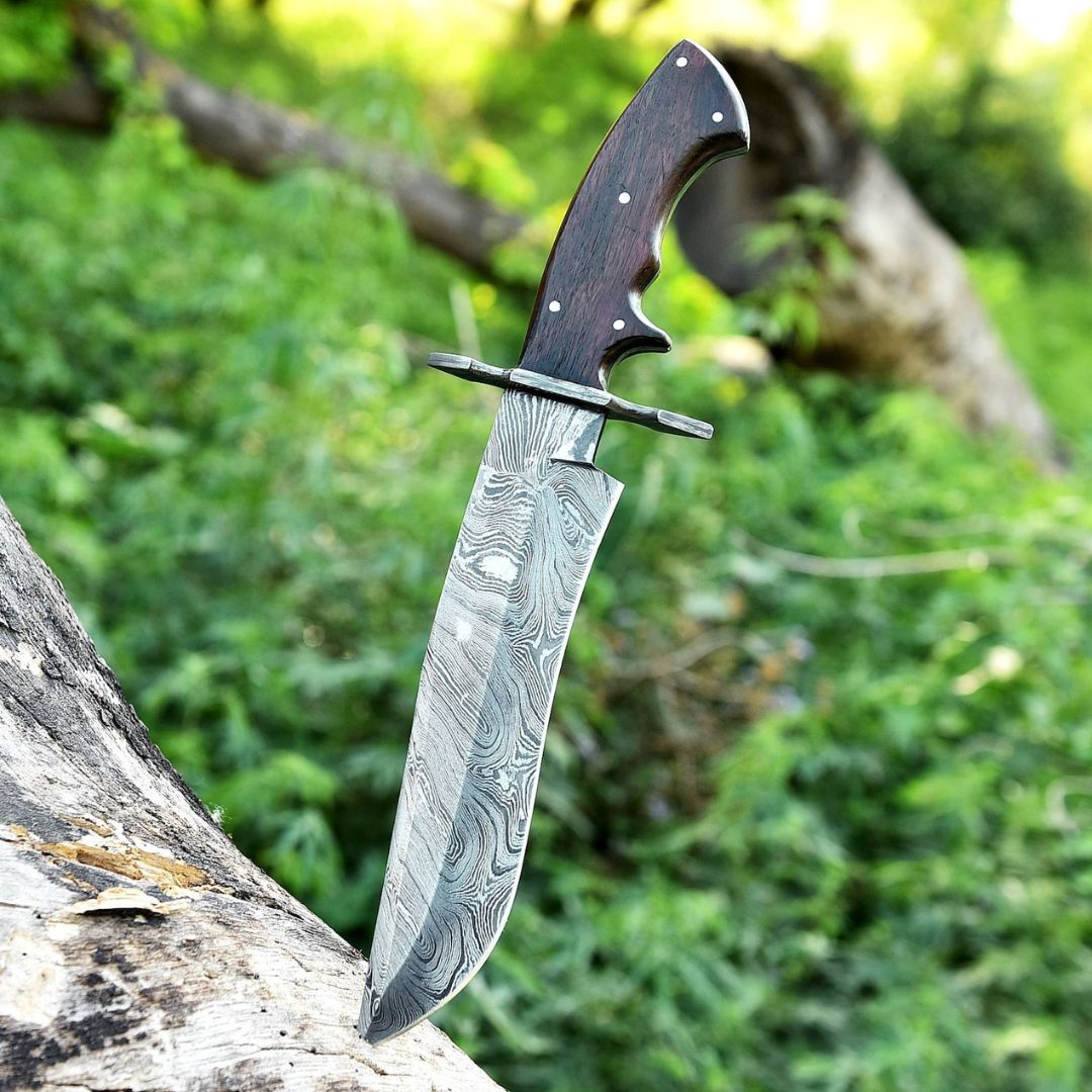 Full Tang Bowie Knife Damascus Hunting Bowie Survival Knife WFree Engraving (1).jpg