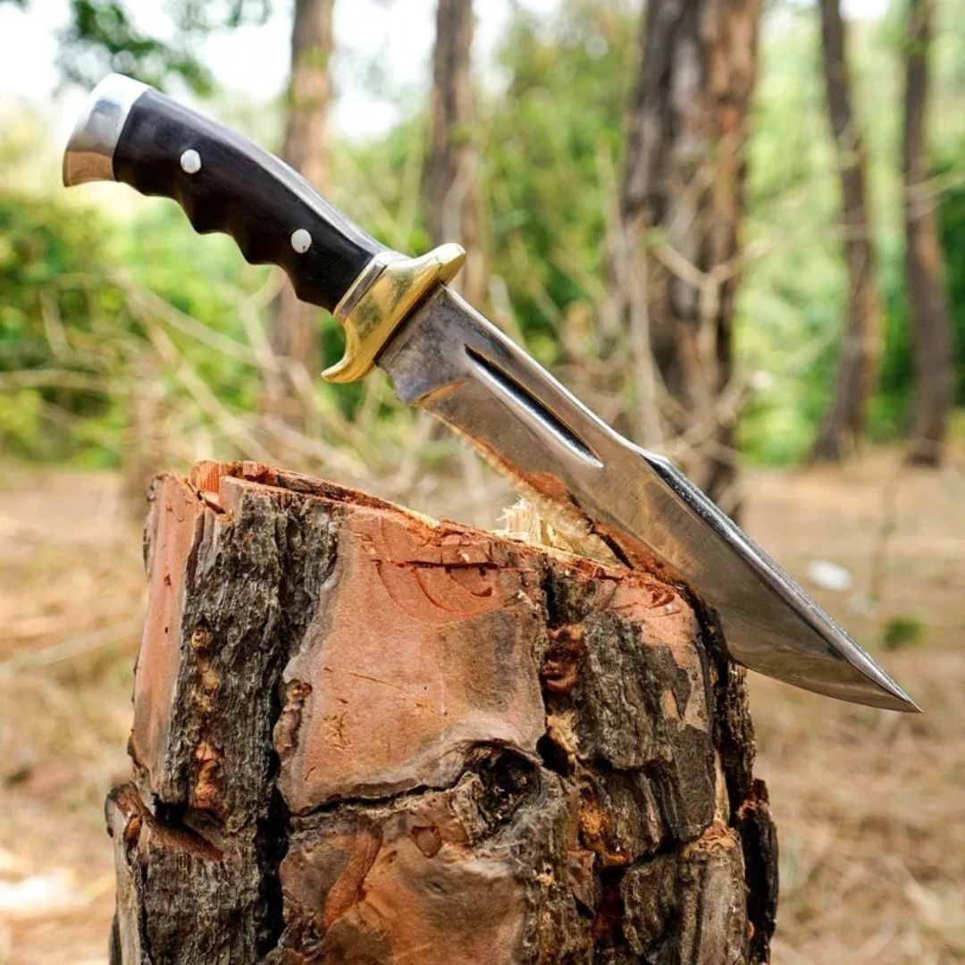 Fixed Blade Bowie Knife Custom Handmade Carbon Steel Full Tang Bowie Survival
