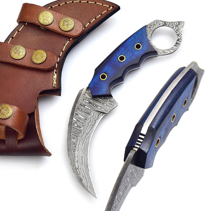 7.5 Inches Handmade Damascus Steel Hunting Knife with Sheath Fixed Blade Knives For Men Camping Survival