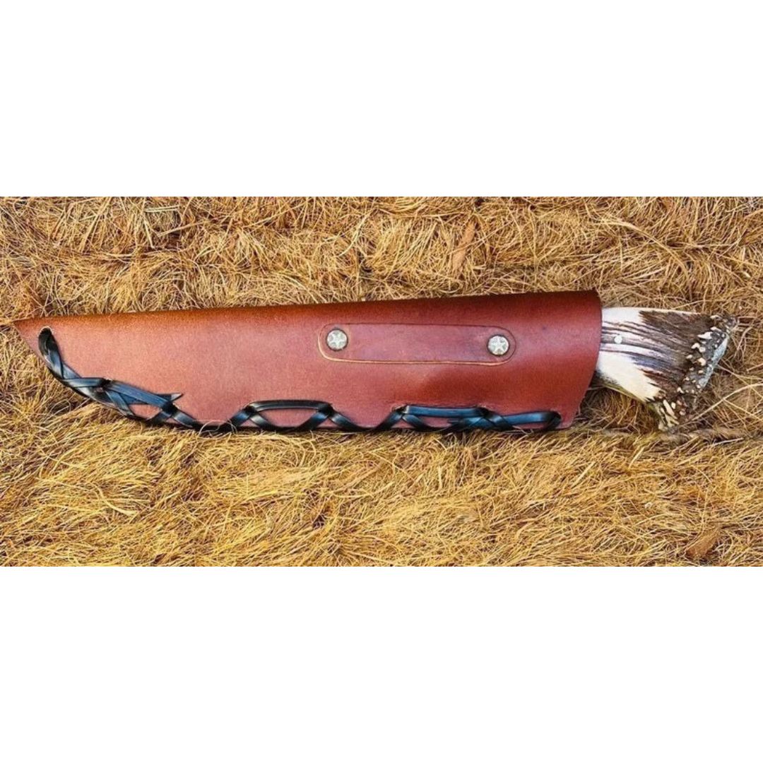 Stag Antler Bowie Knife Custom Handmade Bowie Survival Outdoor Knife Carbon Knif (9).jpg