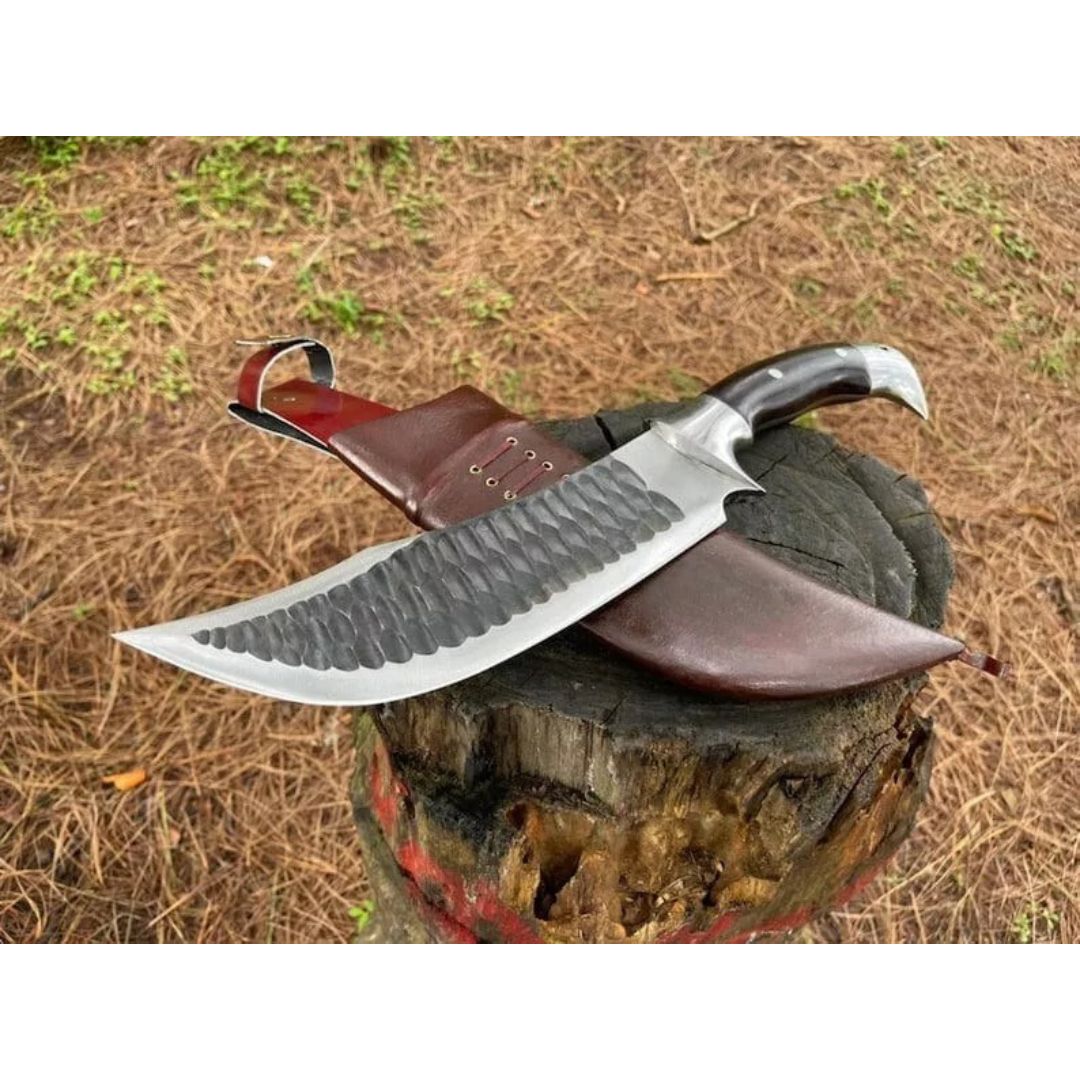 Carbon Steel Forged Bowie Knife Custom Handmade Full Tang Bowie Survival Outdoor