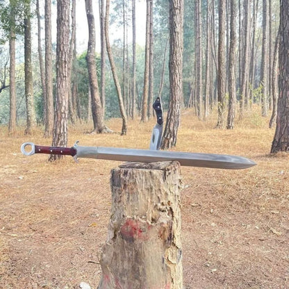 Lot Of 2 Handmade Carbon Steel Sword + skinner Hunting Survival Sword Full Tang (7).jpg