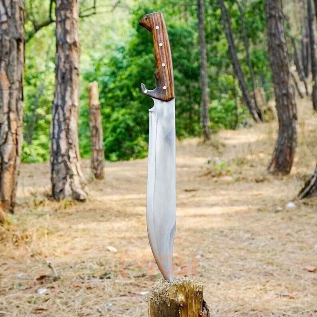 Handmade Carbon Steel Bowie Knife Hunting Survival Machete  Full Tang Camping (2).jpg