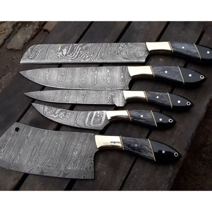 Forged Chef Knife Set Custom Handmade Kitchen knife Set Hunting Camping Outdoor