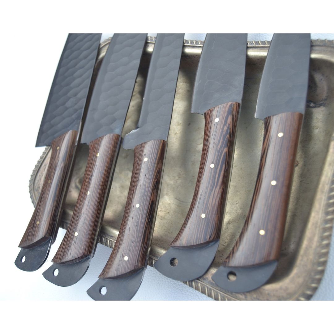Handmade Carbon Steel Chef Free Engraving Set Full Tang Kitchen Knife Set Camp (5).jpg
