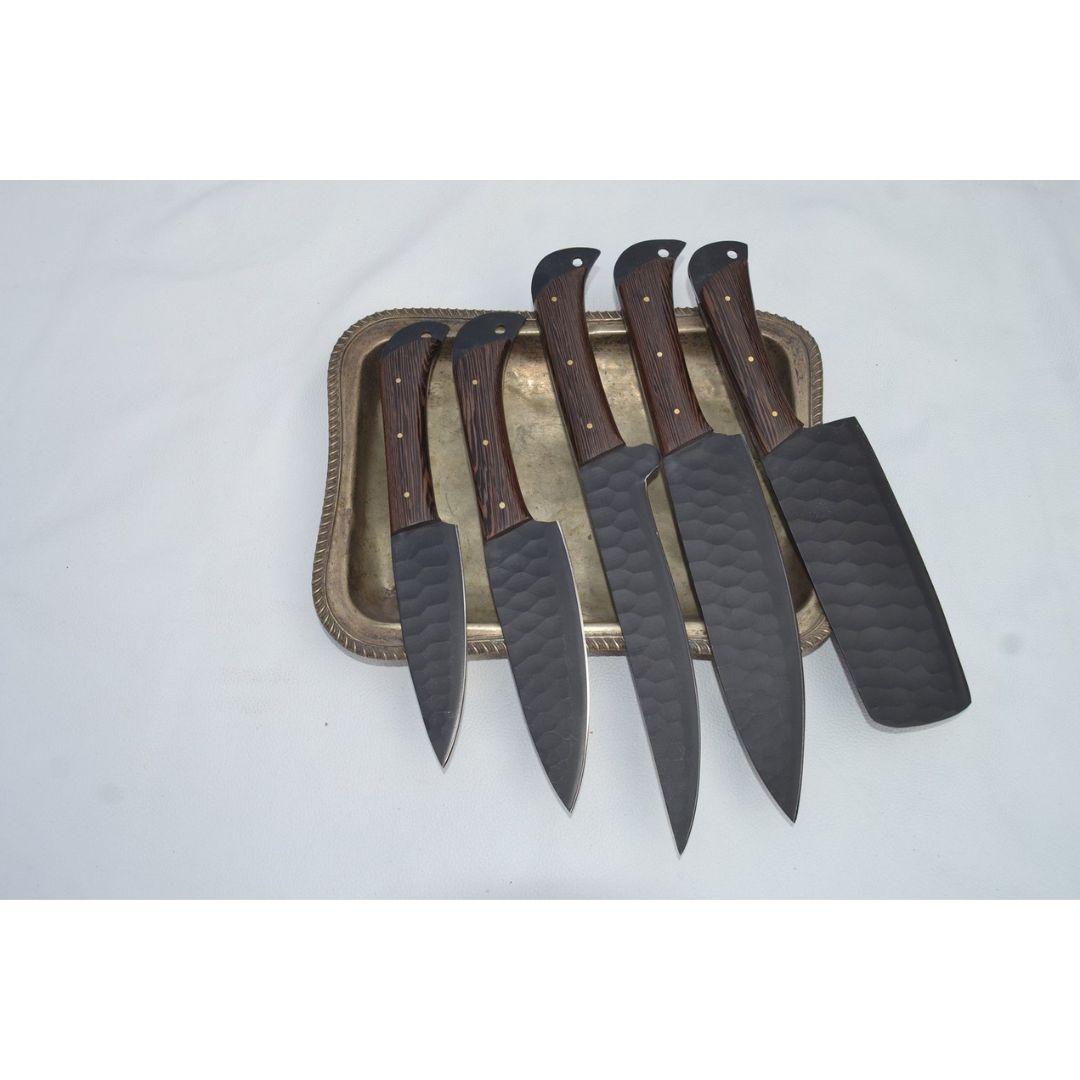 Handmade Carbon Steel Chef Free Engraving Set Full Tang Kitchen Knife Set Camp (9).jpg