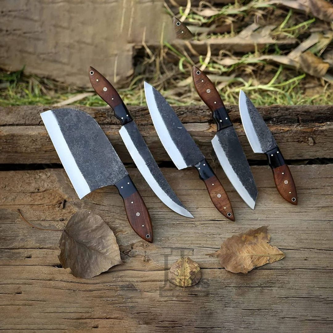Oil Quenched Carbon Steel Chef Free Engraving Set Full Tang Kitchen Knife Set (2).jpg