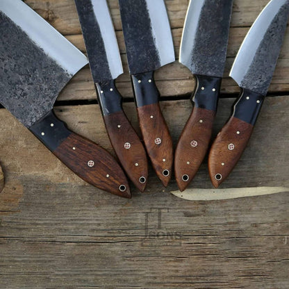 Oil Quenched Carbon Steel Chef Free Engraving Set Full Tang Kitchen Knife Set (4).jpg