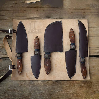 Oil Quenched Carbon Steel Chef Free Engraving Set Full Tang Kitchen Knife Set (5).jpg