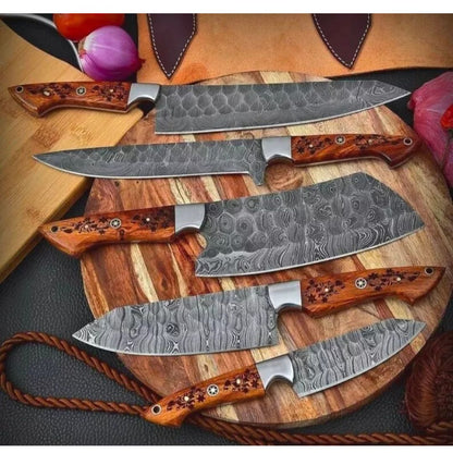 Engraved Handles Chef Set Fully Forged Damascus Steel Camping Knives Outdoor Hun (5).jpg