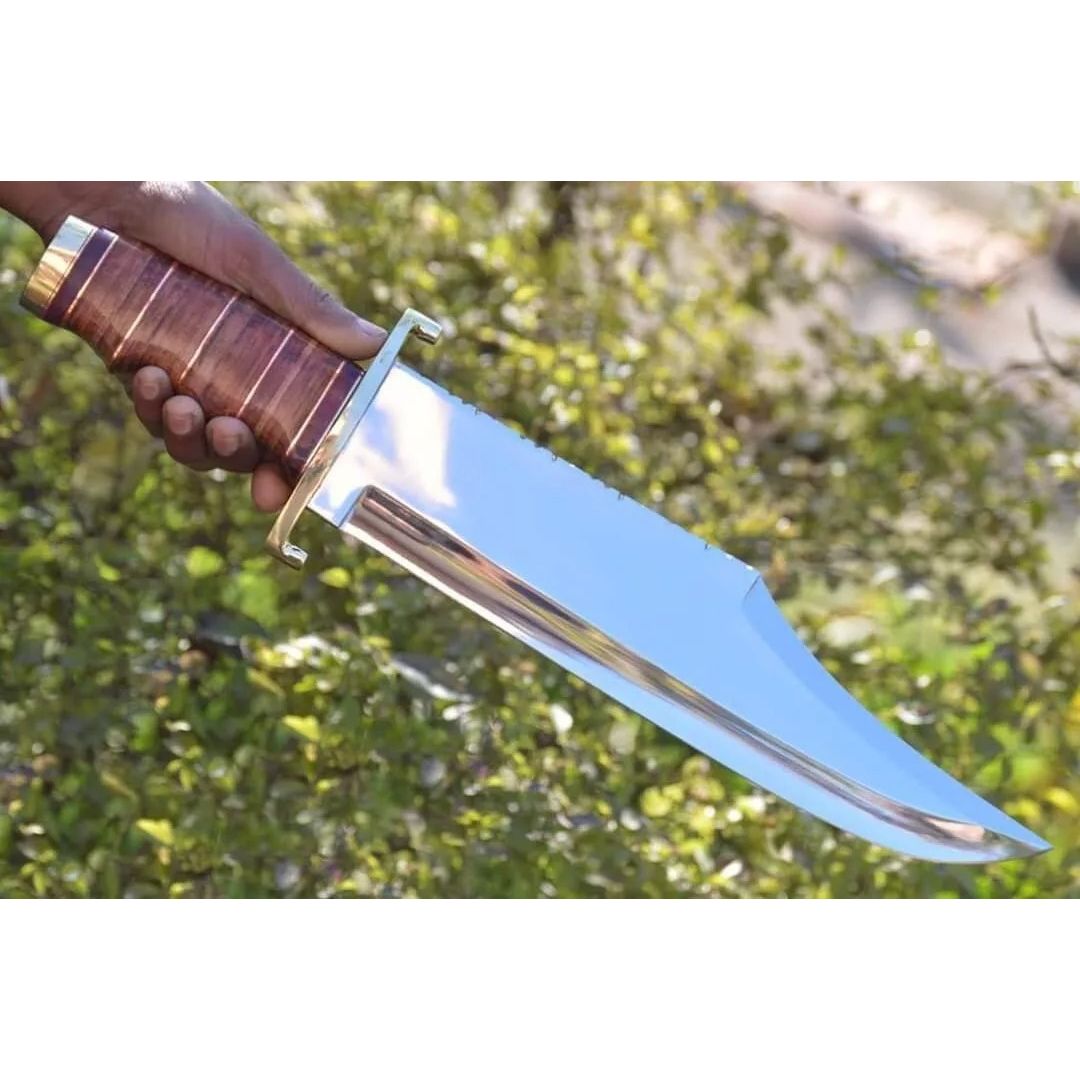 Alamo Musso Bowie Knife Custom Handmade Stacked Lather Knife Survival Outdoor