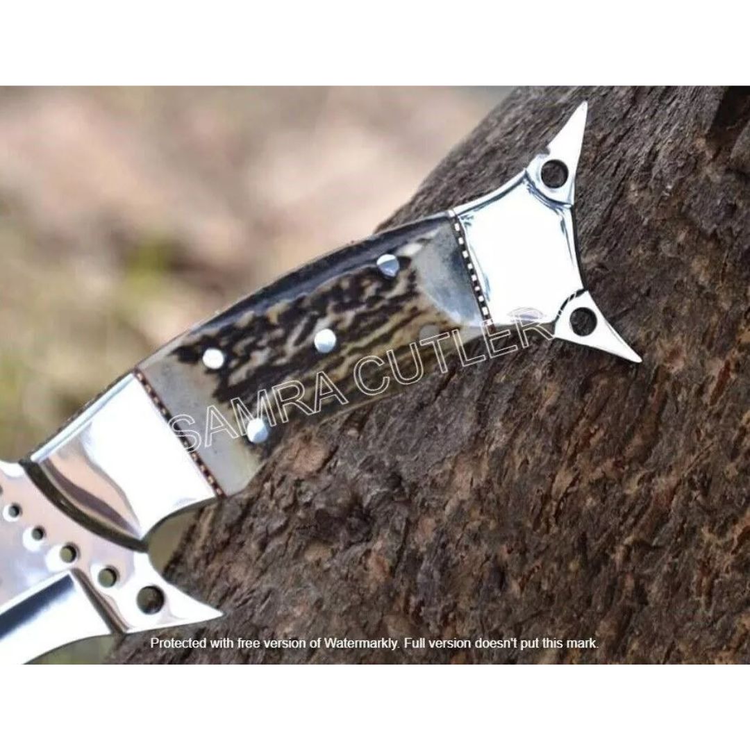 Stag Antler Large Bowie Knife Custom Handmade Full Tang Survival Knife Outrdoor (1).jpg