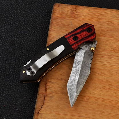 EDC Folding Pocket Knife, Damascus Steel Pocket Knife , Christmas Gift , Anniversary Gift , Gift for Boyfriend