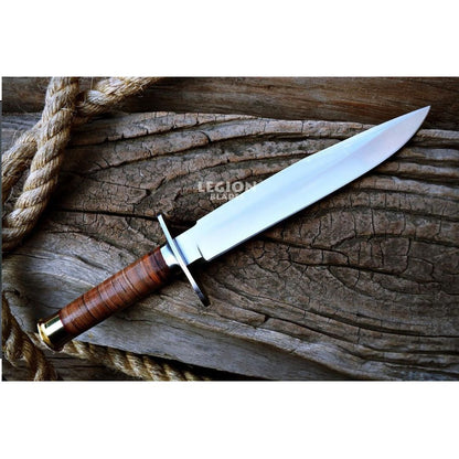 Leather Handle Bowie Knife Custom Handmade Bowie Survival Knife Camping Survival