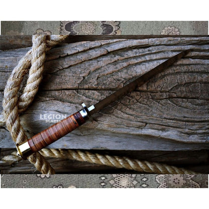 Leather Handle Bowie Knife Custom Handmade Bowie Survival Knife Camping Survival (1).jpg