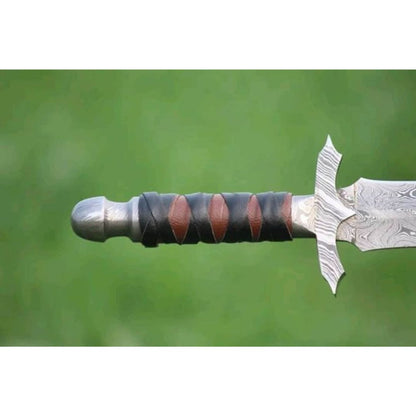 Damascus Steel Dagger Knife Double Edged Custom Made Survival Knife Full Tang (1).jpg