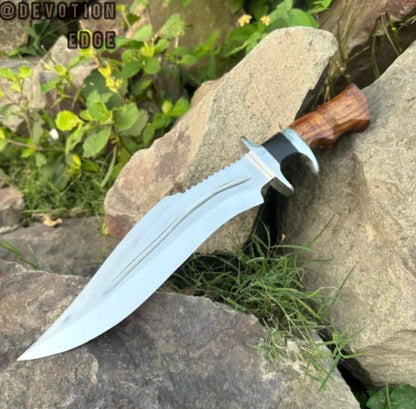 Handmade D2 Steel Survival Bowie Knife, Hunting Knife, Predator Knife, Camping knife, with leather sheath