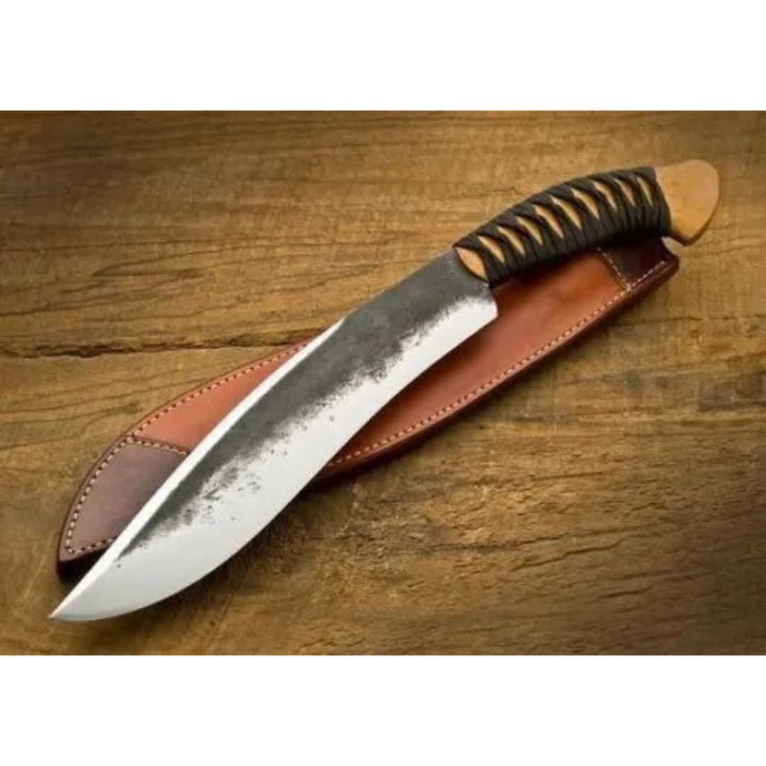 Custom Handmade Bowie Knife Full Tang Carbon Steel Survival Knife Outdoor Camp (1).jpg