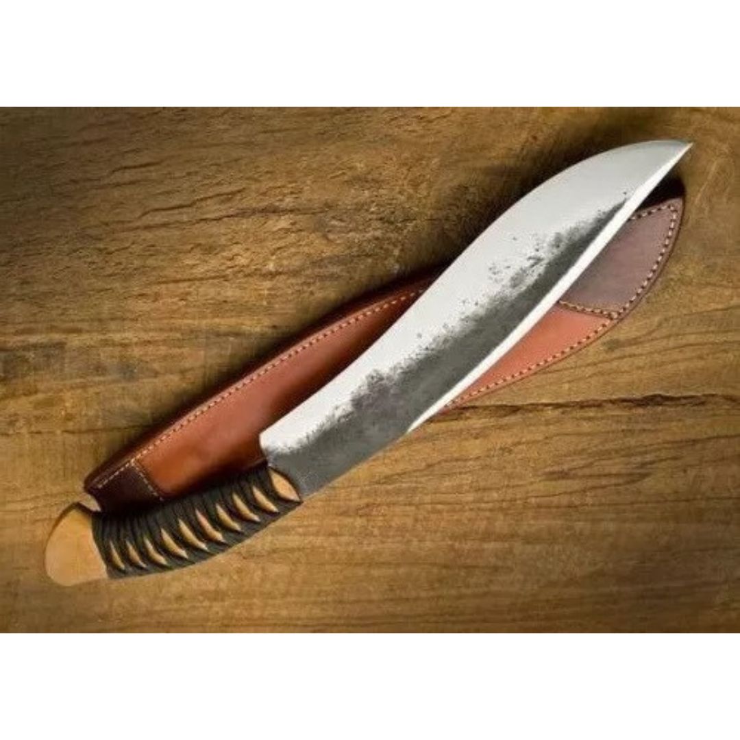 Custom Handmade Bowie Knife Full Tang Carbon Steel Survival Knife Outdoor Camp (3).jpg