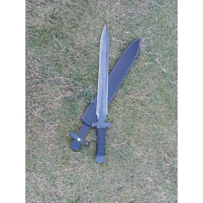 Custom Handmade Sword Carbon Steel Full Tang Leather Handle Sword Survival Sword (3).jpg
