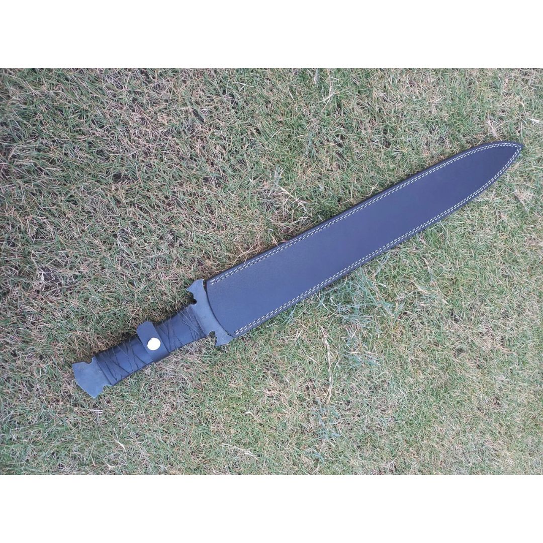 Custom Handmade Sword Carbon Steel Full Tang Leather Handle Sword Survival Sword (4).jpg