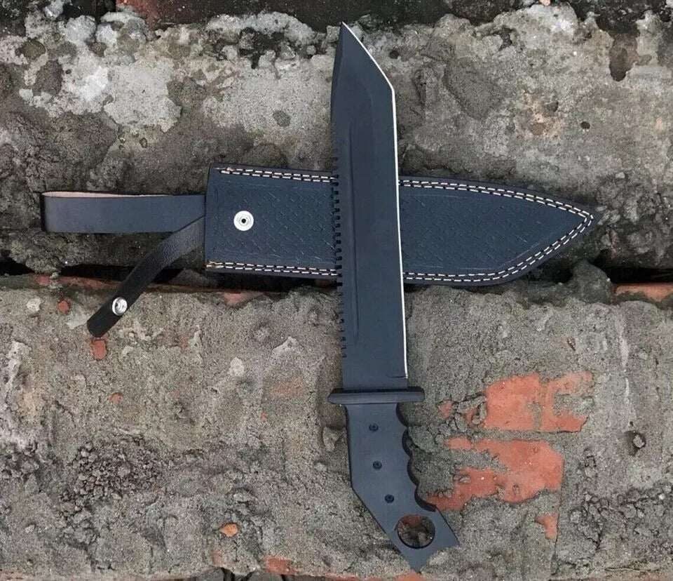 Carbon Steel Bowie Knife Full Tang Bowie Survival Outdoor Knife Camping Outdoor (4).jpg