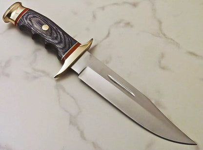 Devotion Edge Custom Made D2 Steel Hunting BOWIE Knife With Beautiful Handle & Leather Sheath