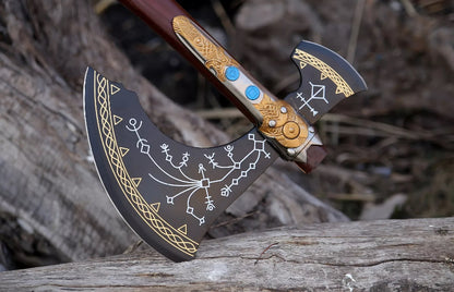 Devotion Edge 42 God Of War Replica Leviathan Kratos Axe Handmade Ragnarok With Leather Sheath Gift 1