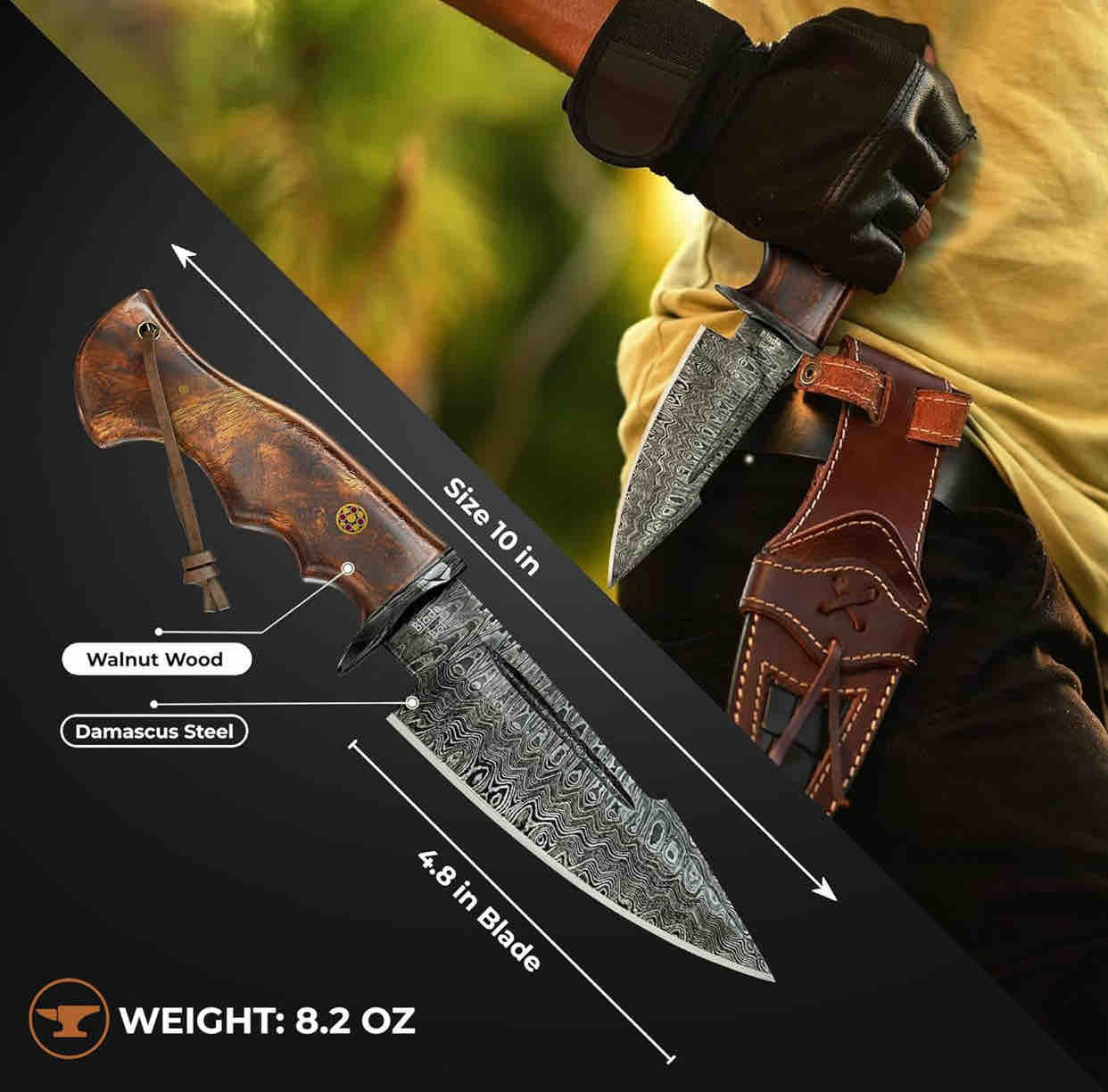 Hunting Knife  Damascus Steel Hunting Knife  Best Christmas Gift For Him 2