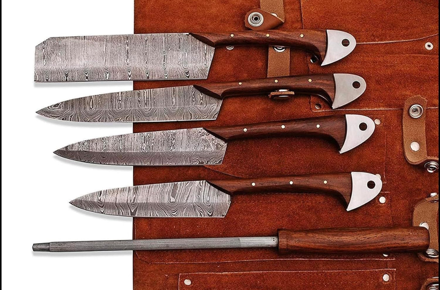Handmade Kitchen Knife Set 5 Piece High Carbon Damascus Steel Professional Chef Knife Set with Ultra Sharp Blade