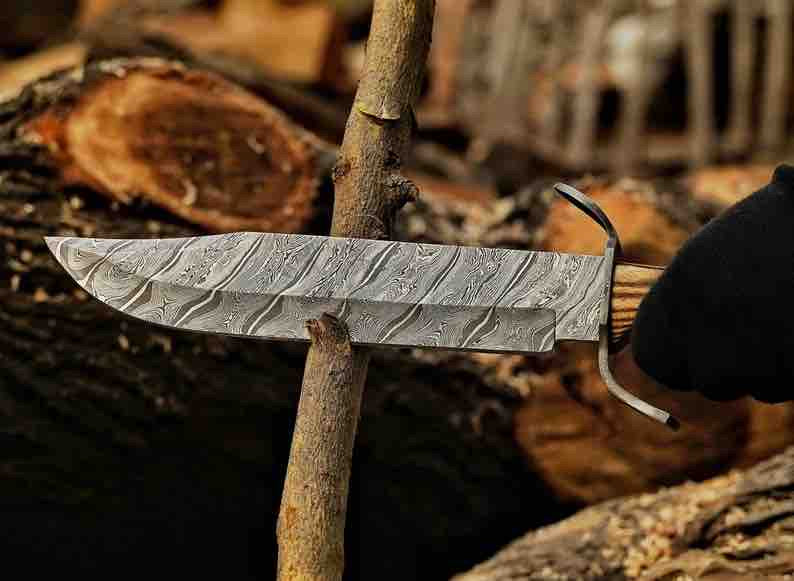 Hand Forged Damascus Steel Hunting Bowie Knife  Outdoors Knife Camping Knife  Bushcraft Knife  Christmas Gift 1