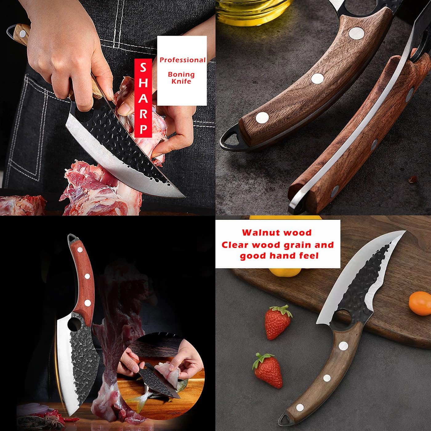 Handmade Forged Kitchen Knife 3 Pcs Professional Chef Knife Set Hunting BBQ Meat Knives For Cooking Forged Kitchen Kn 1