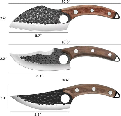 Handmade Forged Kitchen Knife 3 Pcs Professional Chef Knife Set Hunting BBQ Meat Knives For Cooking Forged Kitchen Kn 4