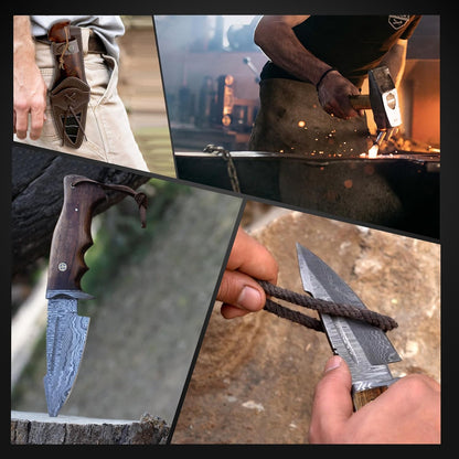10 Handmade Damascus Hunting Knife With Sheath  Fixed Blade Hunting Knives For Men  Walnut Wood Handle Fixed Blade 3