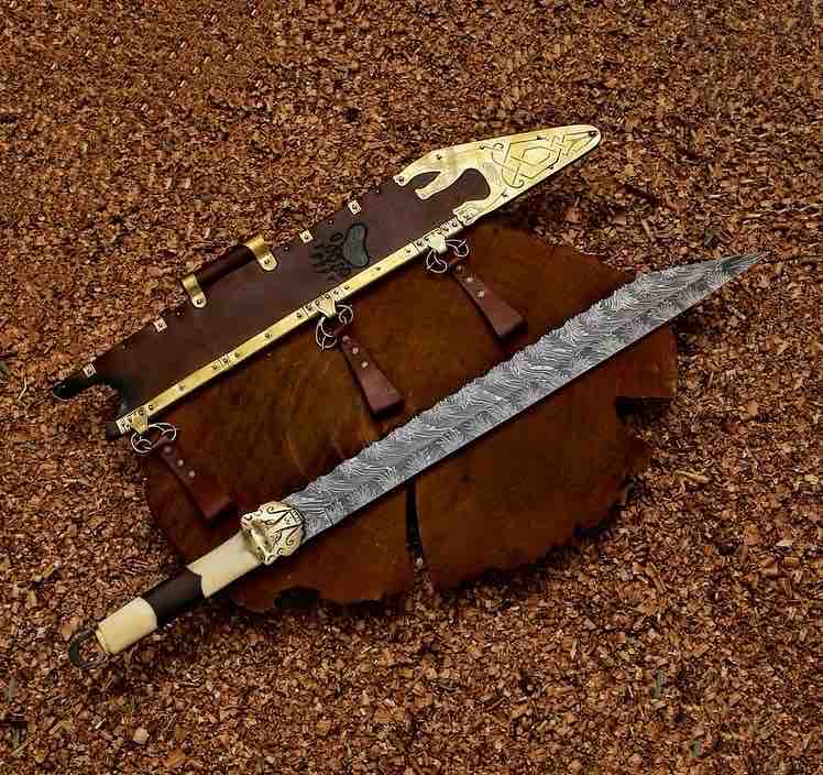 Vikings Seax Knife , Damascus Steel Seax Knife , Outdoors Camping Knife , Best For Christmas Gift, Groomsmen Gift