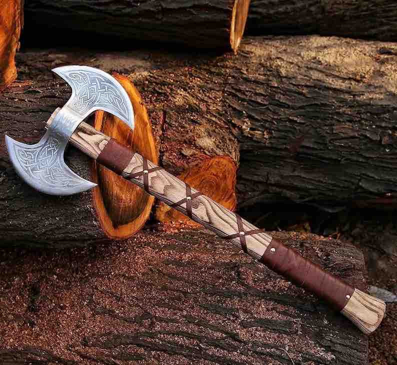 Double Head Axe , Battle Ready Vikings Axe , Camping Axe , Throwing Axe , Best Gift For Him , Christmas Gift