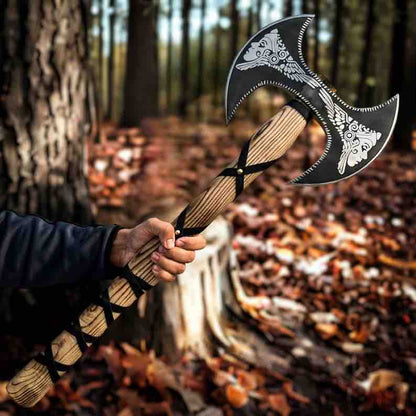 Double Headed Viking Axe  Battle Ready Axe  Handmade Valhalla Axe  Camping Axe  Best Axe For OutdoorsChristmas Gift 1