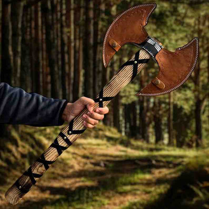 Double Headed Viking Axe  Battle Ready Axe  Handmade Valhalla Axe  Camping Axe  Best Axe For OutdoorsChristmas Gift 2