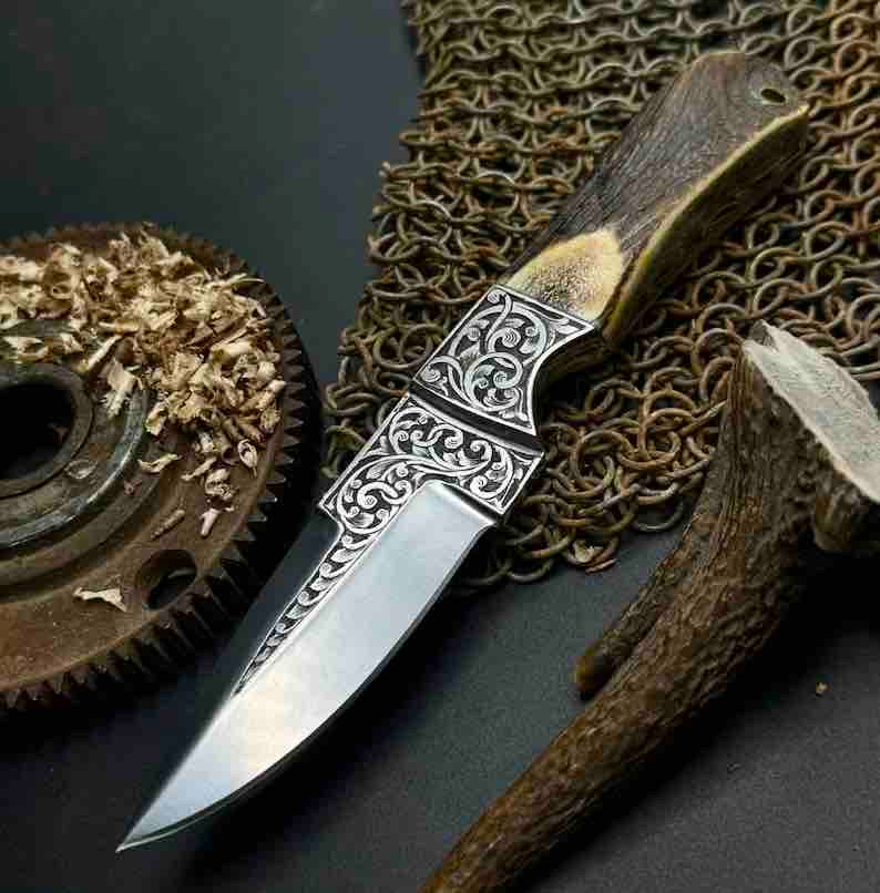 Hunting Knife , Handmade D2 Steel Camping Knife , Best Gift For Him , Christmas Gift For boyfriend
